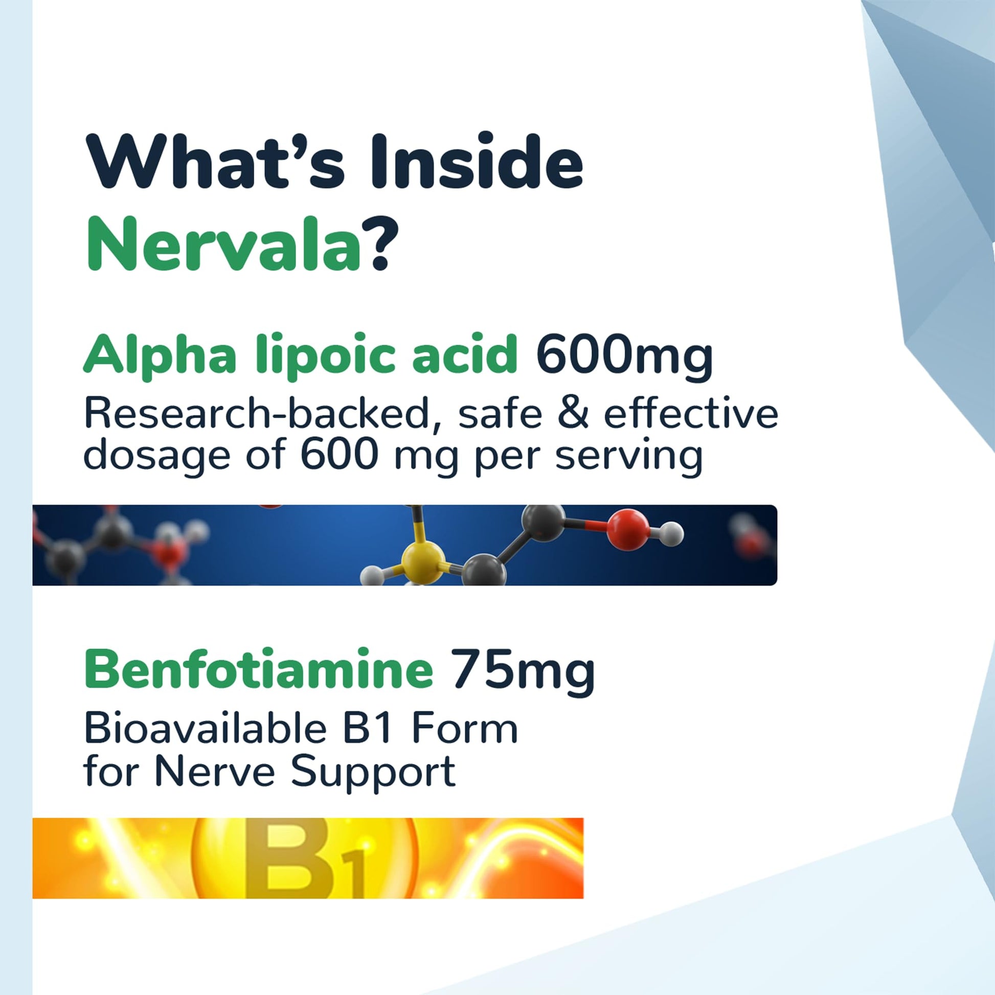 Nervala - Alpha Lipoic Acid 600mg - ALA Supplement Antioxidant for Nerve, Energy & Circulation Support- Extra Strength with Benfotiamine - Made in USA, Lab Tested - 30 Capsules, 1 Month Supply - Maple Wellness Supplements