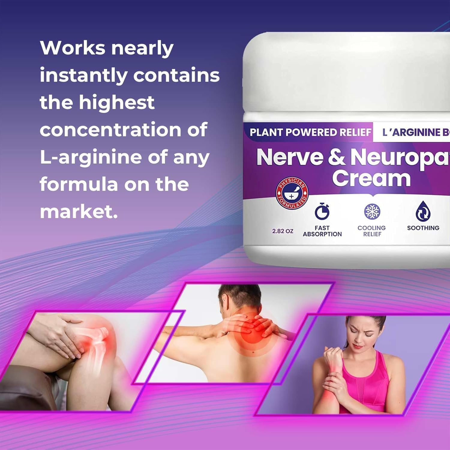 Nerve and Neuropathy Cream – Plant Powered Relief for Foot, Hands, Legs, Toes Includes 7grams of L’Arginine; Vitamin B6, Arnica, Aloe -2.82oz - Maple Wellness Supplements