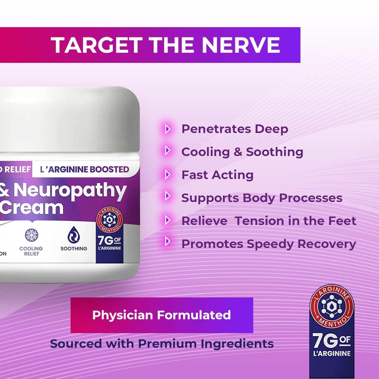 Nerve and Neuropathy Cream – Plant Powered Relief for Foot, Hands, Legs, Toes Includes 7grams of L’Arginine; Vitamin B6, Arnica, Aloe -2.82oz - Maple Wellness Supplements