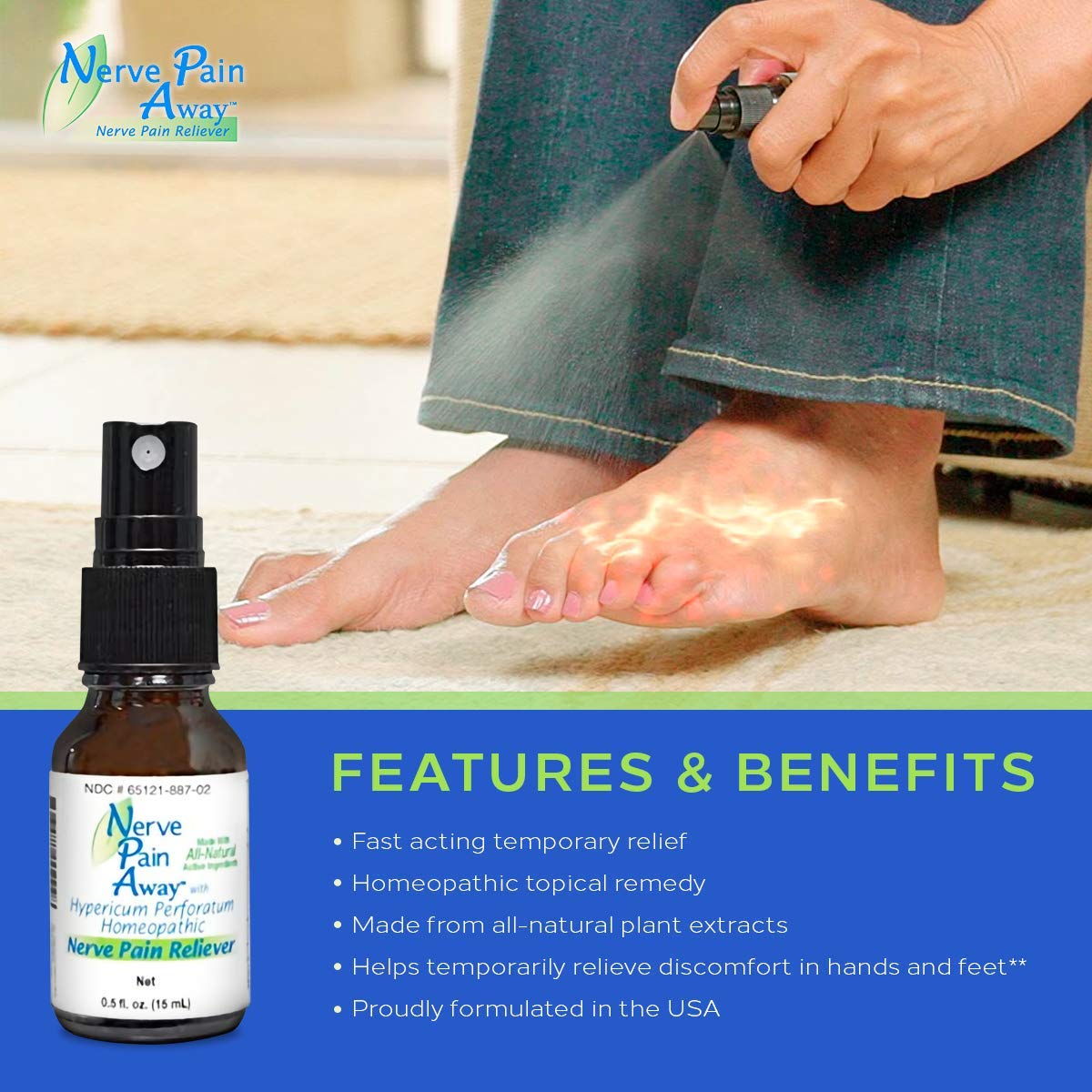 Nerve Pain Away – Homeopathic Topical Spray for Temporary Nerve Pain Relief in Hands and Feet - Maple Wellness Supplements