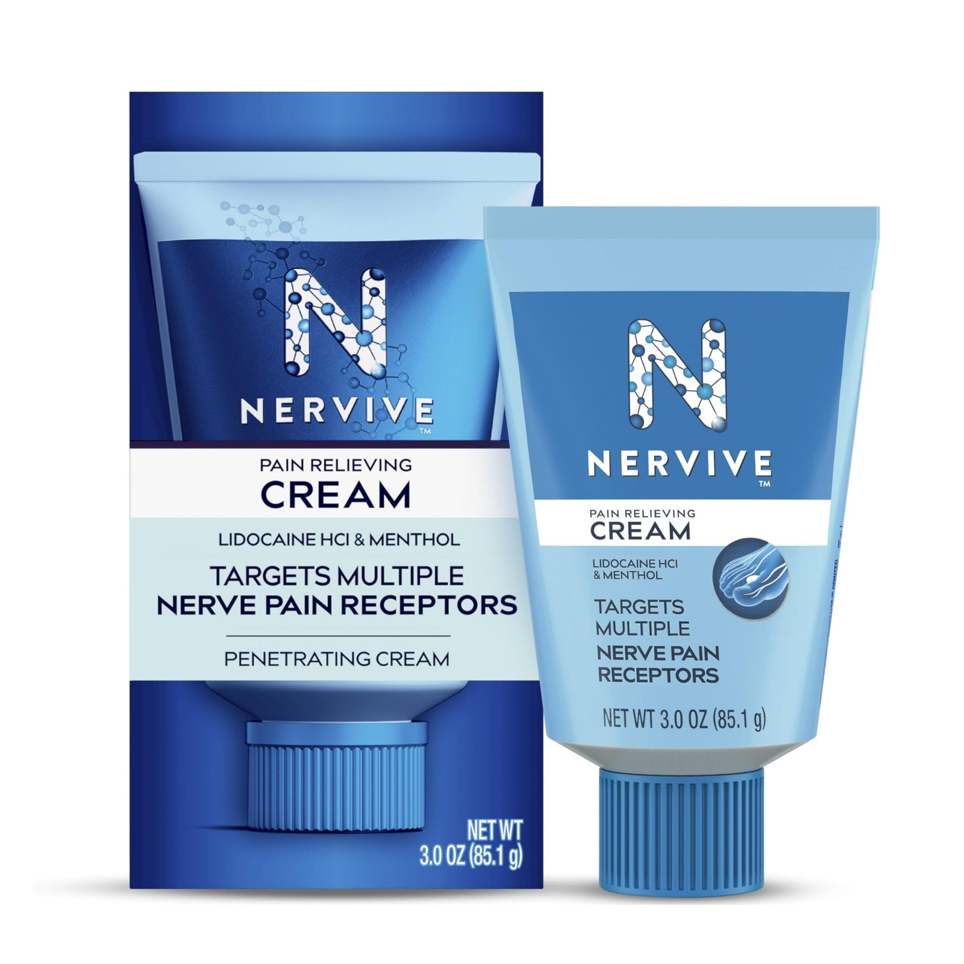 Nervive Pain Relieving Cream, Nervive Pain Relief, Max Strength Formula, Lidocaine Cream, Lidocaine Topical, Foot Pain, Leg Pain, Hand Pain Non-Greasy, 3.0z - Maple Wellness Supplements