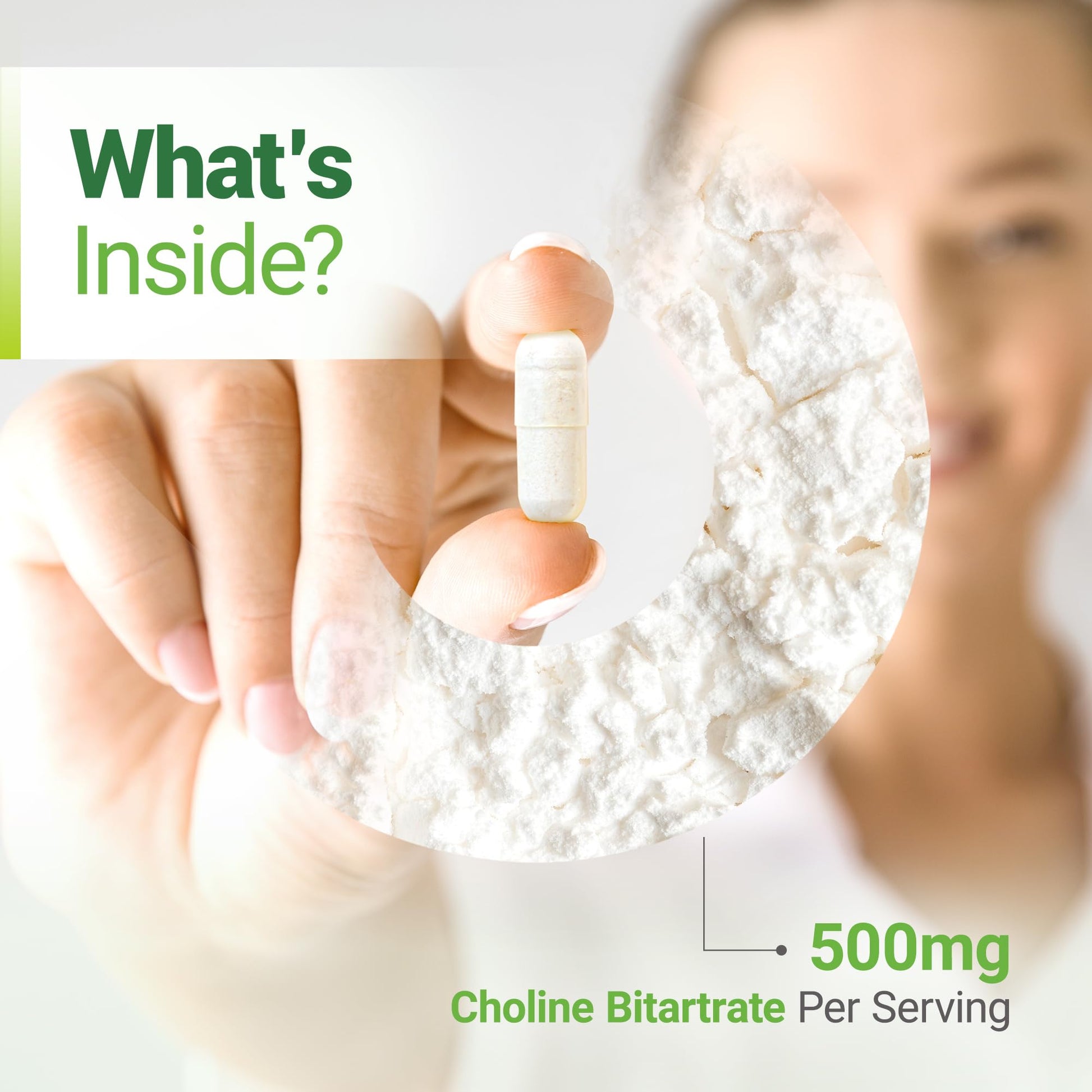 Nested Naturals Choline Bitartrate 500mg Per Serving - High Potency Choline Supplements - Supports Cognitive Performance & Liver Function - Maple Wellness Supplements
