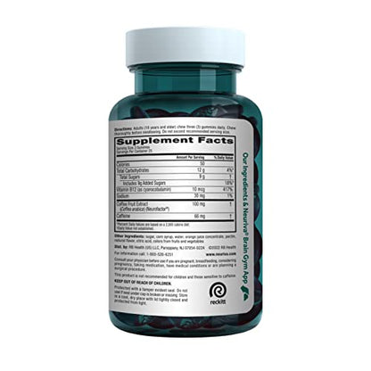 NEURIVA Brain + Energy Gummies, Nootropic Brain Supplements for Focus and Concentration with Neurofactor, Vitamin B12 & Caffeine for an Energy Boost*, 75ct Natural BlackBerry - Maple Wellness Supplements