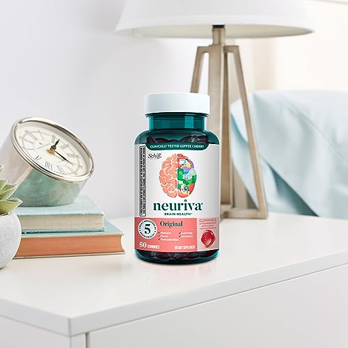 NEURIVA Original Brain Supplement for Memory, Focus & Concentration + Learning & Accuracy with Clinically Tested Nootropics Phosphatidylserine and Neurofactor, Strawberry Flavor, 50 Gummies - Maple Wellness Supplements