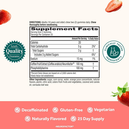 NEURIVA Original Brain Supplement for Memory, Focus & Concentration + Learning & Accuracy with Clinically Tested Nootropics Phosphatidylserine and Neurofactor, Strawberry Flavor, 50 Gummies - Maple Wellness Supplements