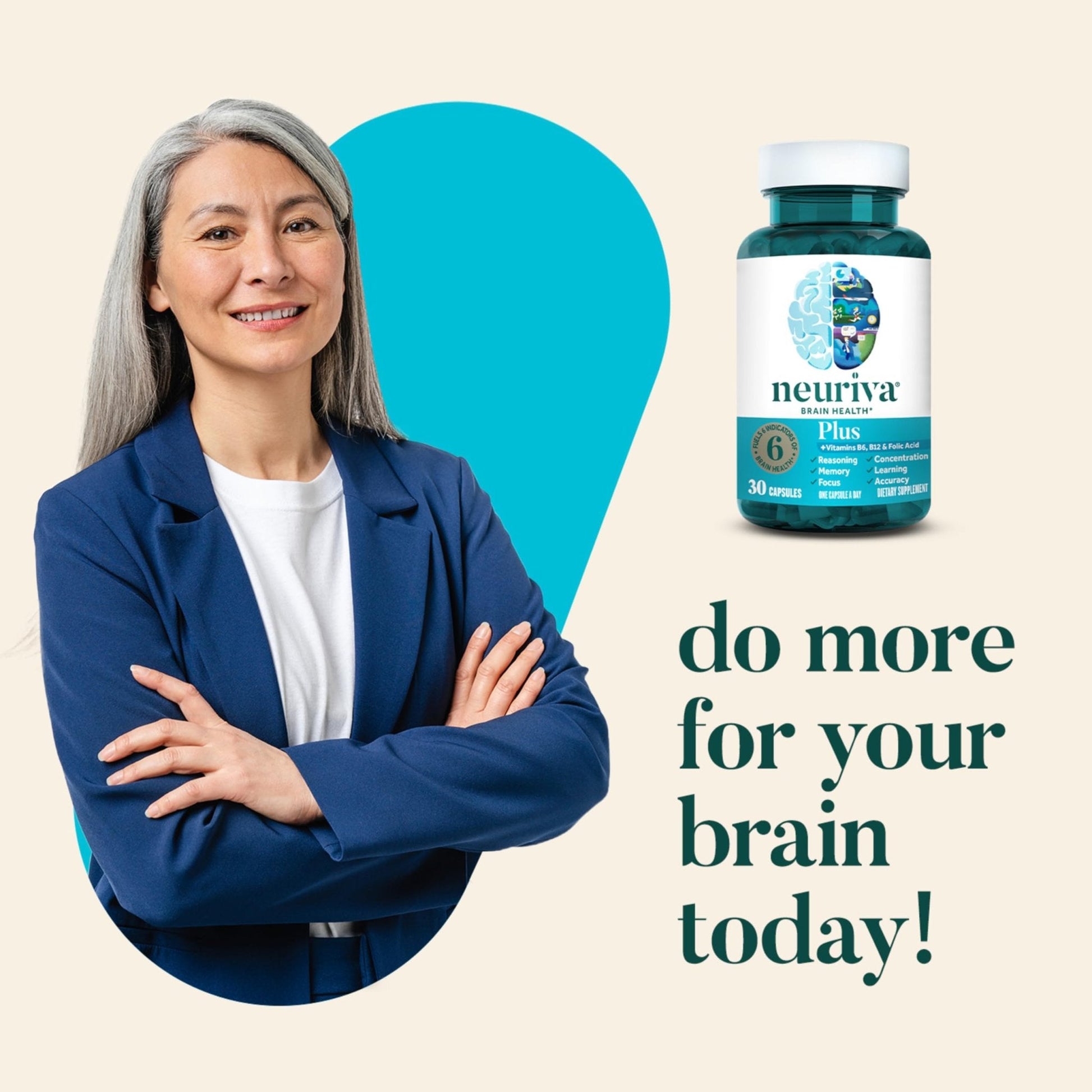 NEURIVA Plus Brain Supplement for Memory and Focus Clinically Tested Nootropics for Concentration for Mental Clarity, Cognitive Enhancement Vitamins B6, B12 - Maple Wellness Supplements