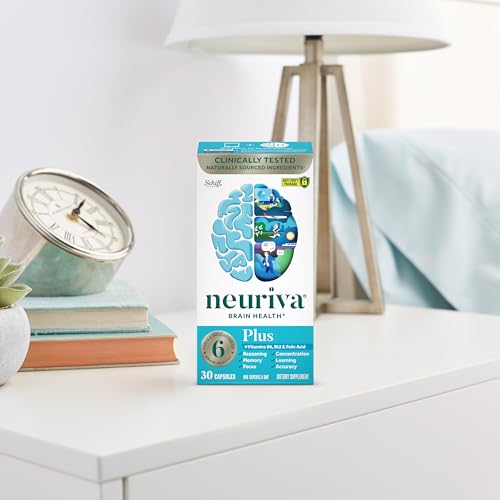 NEURIVA Plus Brain Supplement for Memory and Focus Clinically Tested Nootropics for Concentration for Mental Clarity, Cognitive Enhancement Vitamins B6, B12 - Maple Wellness Supplements