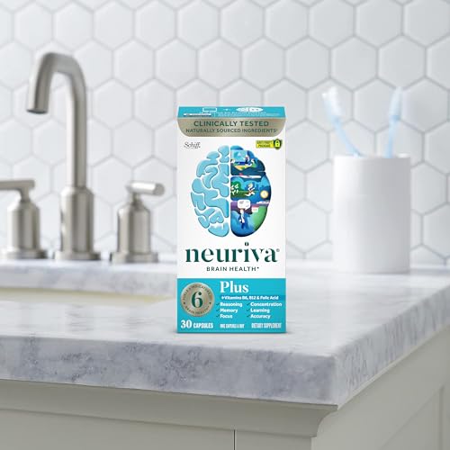NEURIVA Plus Brain Supplement for Memory and Focus Clinically Tested Nootropics for Concentration for Mental Clarity, Cognitive Enhancement Vitamins B6, B12 - Maple Wellness Supplements