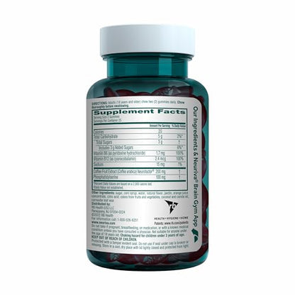 NEURIVA Plus Decaffeinated Nootropic Brain Supplement for Memory, Focus & Concentration & Cognitive Function, Clinically Tested NeuroFactor, Phosphatidylserine, Vitamins B6 B12,50ct Strawberry Gummies - Maple Wellness Supplements