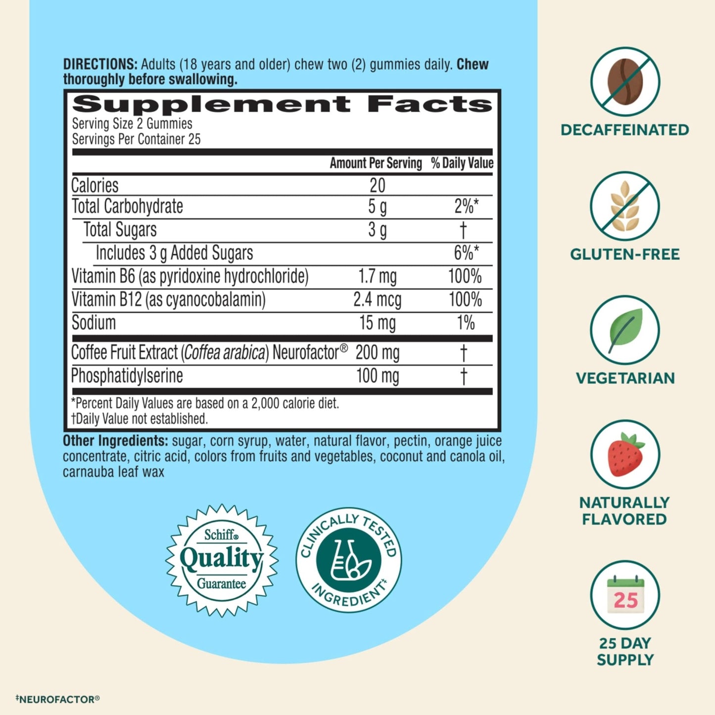 NEURIVA Plus Decaffeinated Nootropic Brain Supplement for Memory, Focus & Concentration & Cognitive Function, Clinically Tested NeuroFactor, Phosphatidylserine, Vitamins B6 B12,50ct Strawberry Gummies - Maple Wellness Supplements