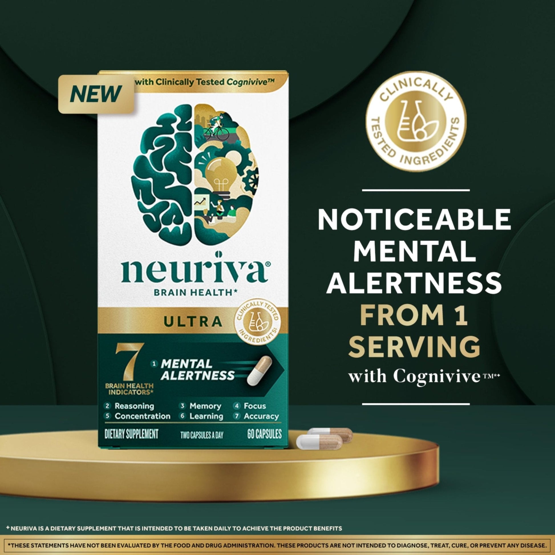 NEURIVA Ultra Decaffeinated Clinically Tested Supplement for Mental Alertness, Memory, Focus & Concentration, Cognivive, Neurofactor - Maple Wellness Supplements