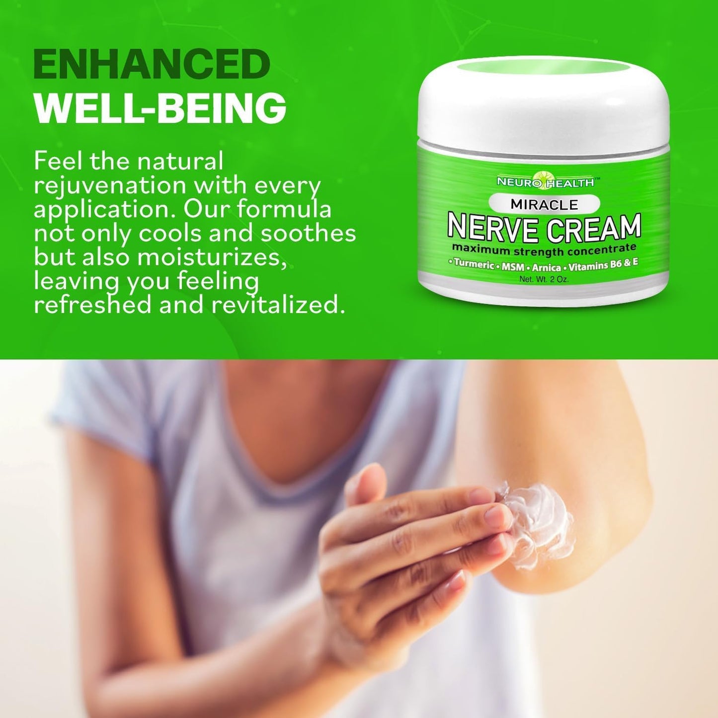 Neuro Health Miracle Nerve Cream - XL 4oz JAR - Maximum Strength - Turmeric and Arnica Blend for Neuropathy Discomfort Relief - Soothing Foot & Hand Formula with MSM, B6, E - Made in USA - Maple Wellness Supplements