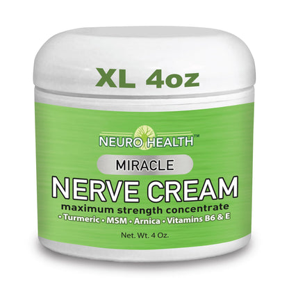 Neuro Health Miracle Nerve Cream - XL 4oz JAR - Maximum Strength - Turmeric and Arnica Blend for Neuropathy Discomfort Relief - Soothing Foot & Hand Formula with MSM, B6, E - Made in USA - Maple Wellness Supplements
