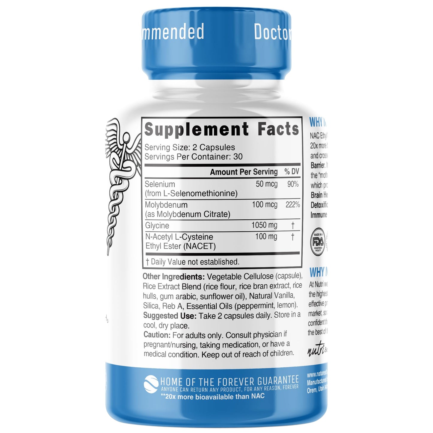 Neuro NAC Supplement N-Acetyl Cysteine Ethyl Ester - 20x More Bioavailable Than NAC 600 mg - Boost Glutathione 10x More Than Liposomal Glutathione - Maple Wellness Supplements