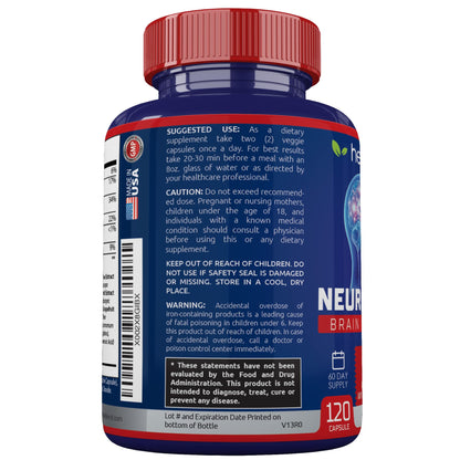 Neuro Plus Brain & Focus Formula - Nootropic Brain Booster Supplement, Supports Brain Health, Mental Clarity & Focus - Enhances Concentration & Mental Energy – 120 Capsules (1) - Maple Wellness Supplements
