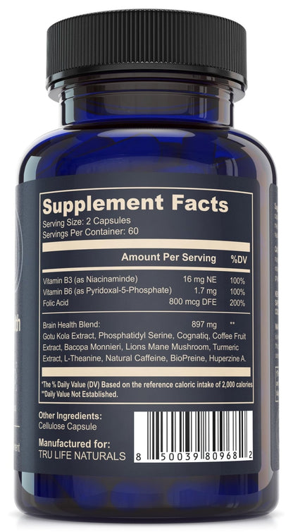 NEUROACT Brain Health Memory, Focus, Concentration, Mental Clarity with CognatiQ, Vitamin B3 & B6 | Manage Stress & Elevate Mood | Holistic Brain Health Formula, Sustained Energy & Well Being - Maple Wellness Supplements