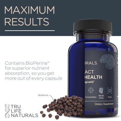 NEUROACT Brain Health Memory, Focus, Concentration, Mental Clarity with CognatiQ, Vitamin B3 & B6 | Manage Stress & Elevate Mood | Holistic Brain Health Formula, Sustained Energy & Well Being - Maple Wellness Supplements