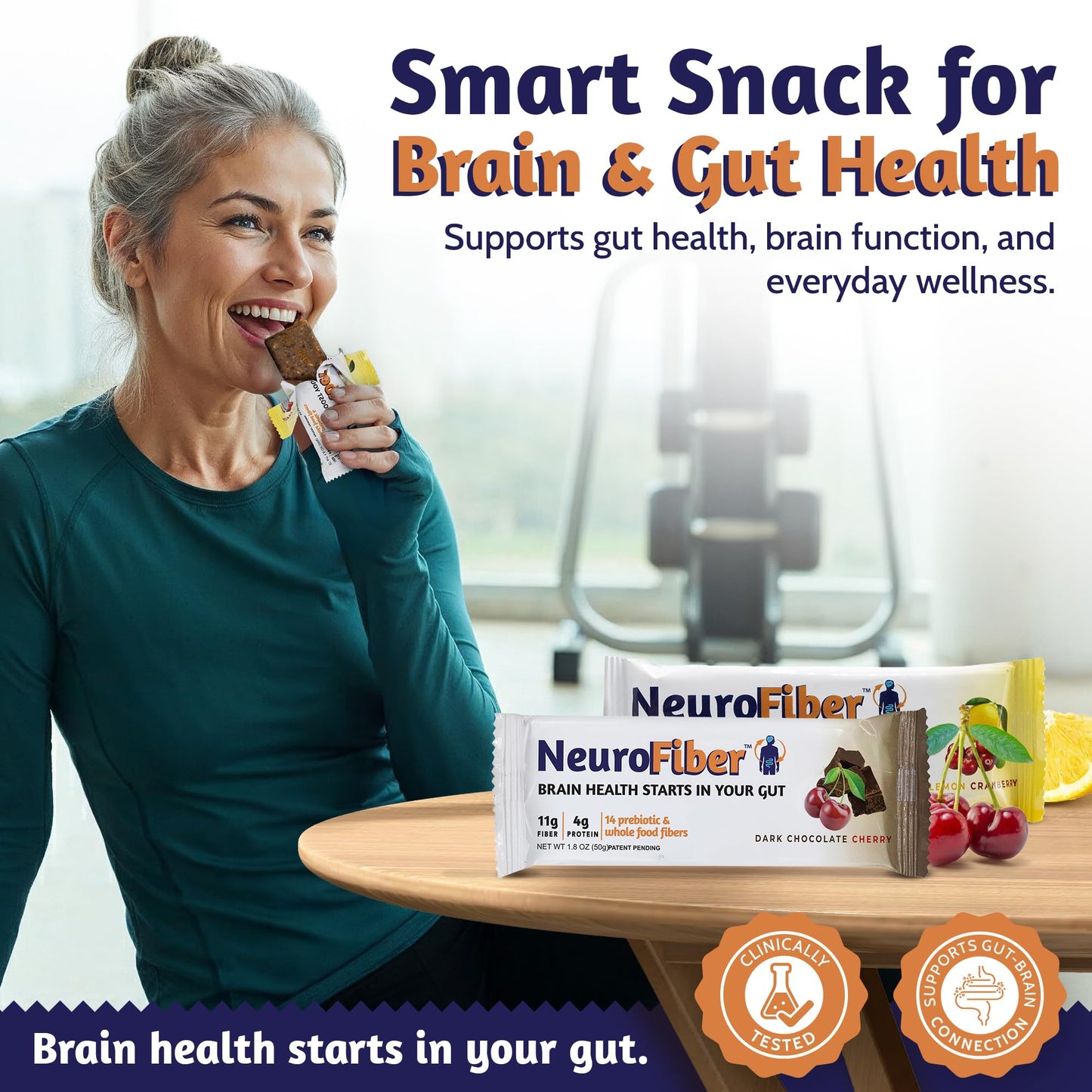 NeuroFiber Prebiotic High Fiber Bars – Gut Health, Bowel Regularity & Brain Function Support – Plant-Based, Gluten Free, Vega - Maple Wellness Supplements