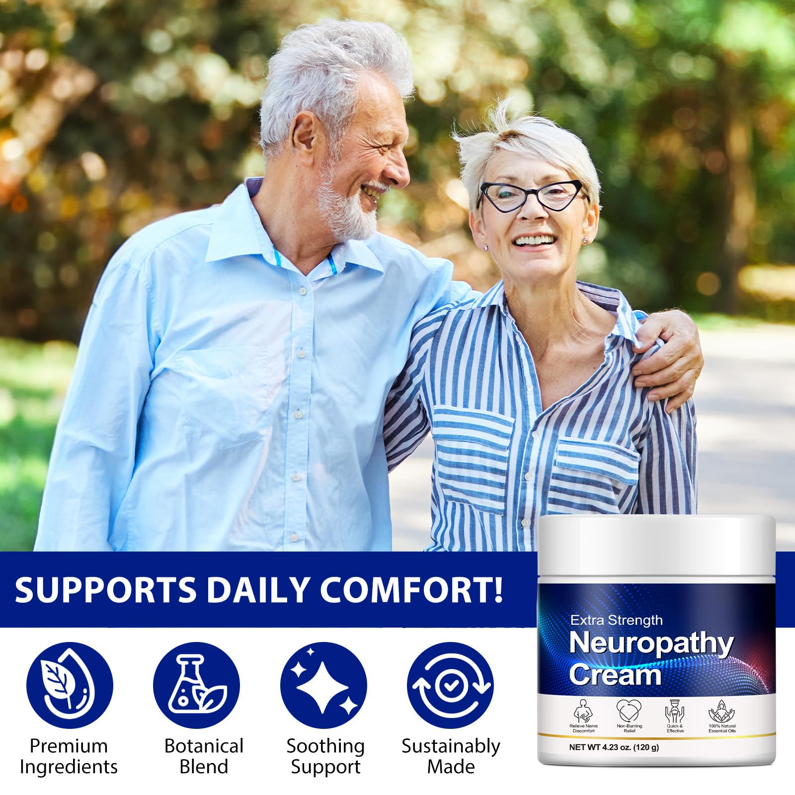 Neuropathy Cream for Feet, Legs & Hands – Lightweight, Plant-Based Formula with Cooling Comfort, 120g - Maple Wellness Supplements