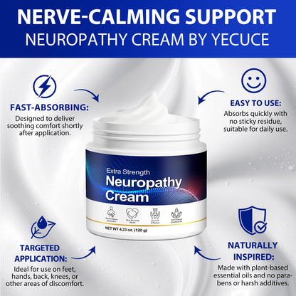 Neuropathy Cream for Feet, Legs & Hands – Lightweight, Plant-Based Formula with Cooling Comfort, 120g - Maple Wellness Supplements