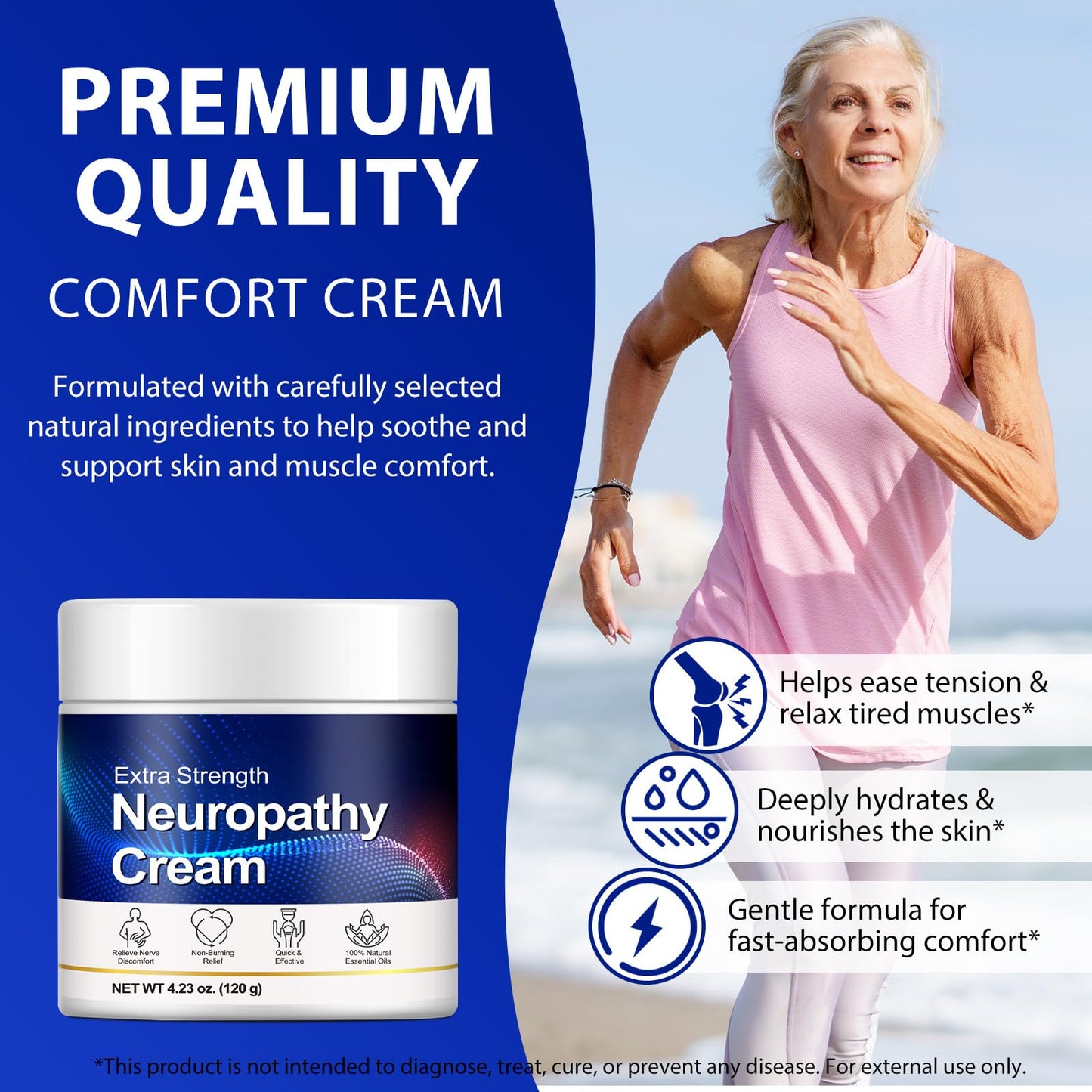 Neuropathy Cream for Feet, Legs & Hands – Lightweight, Plant-Based Formula with Cooling Comfort, 120g - Maple Wellness Supplements