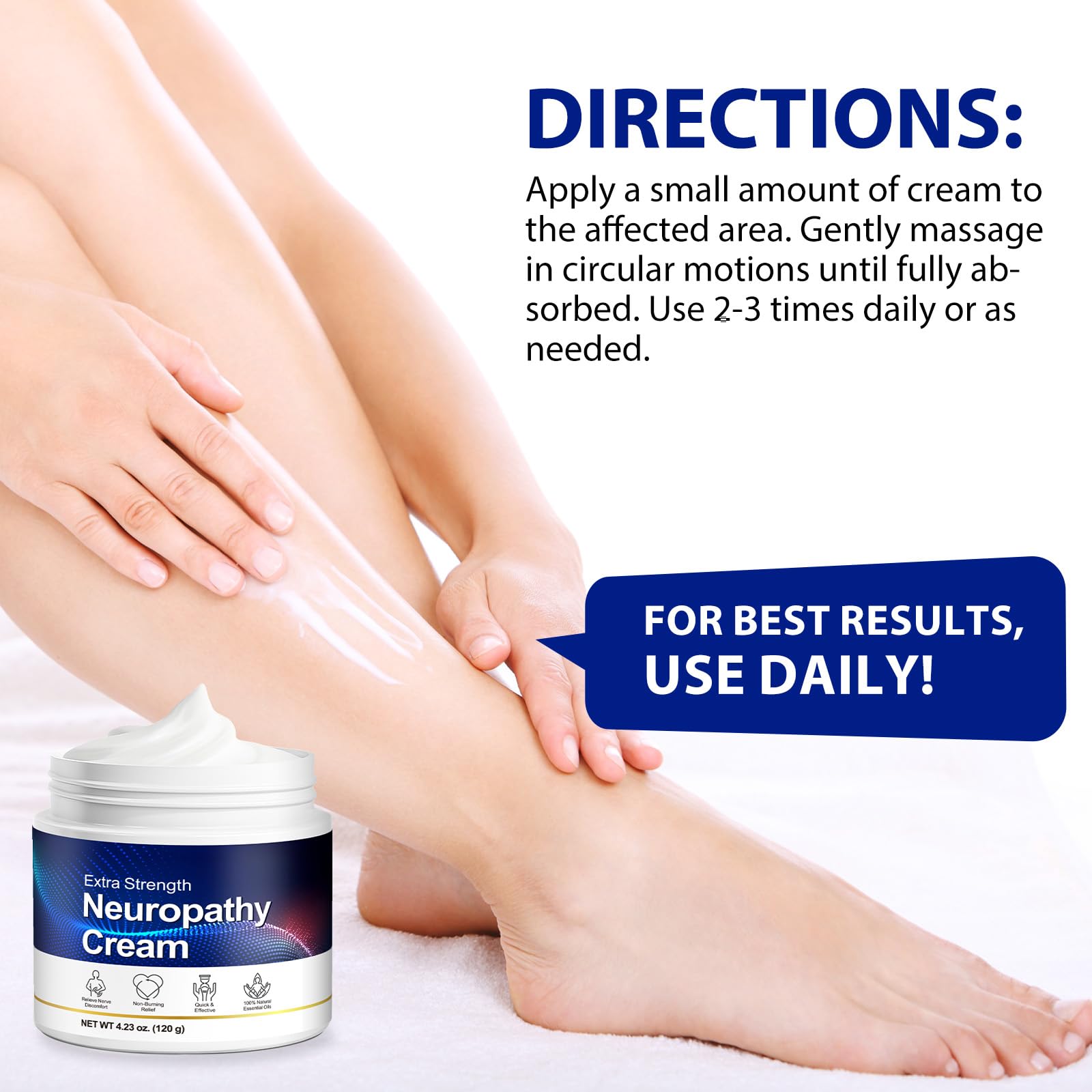 Neuropathy Cream for Feet, Legs & Hands – Lightweight, Plant-Based Formula with Cooling Comfort, 120g - Maple Wellness Supplements
