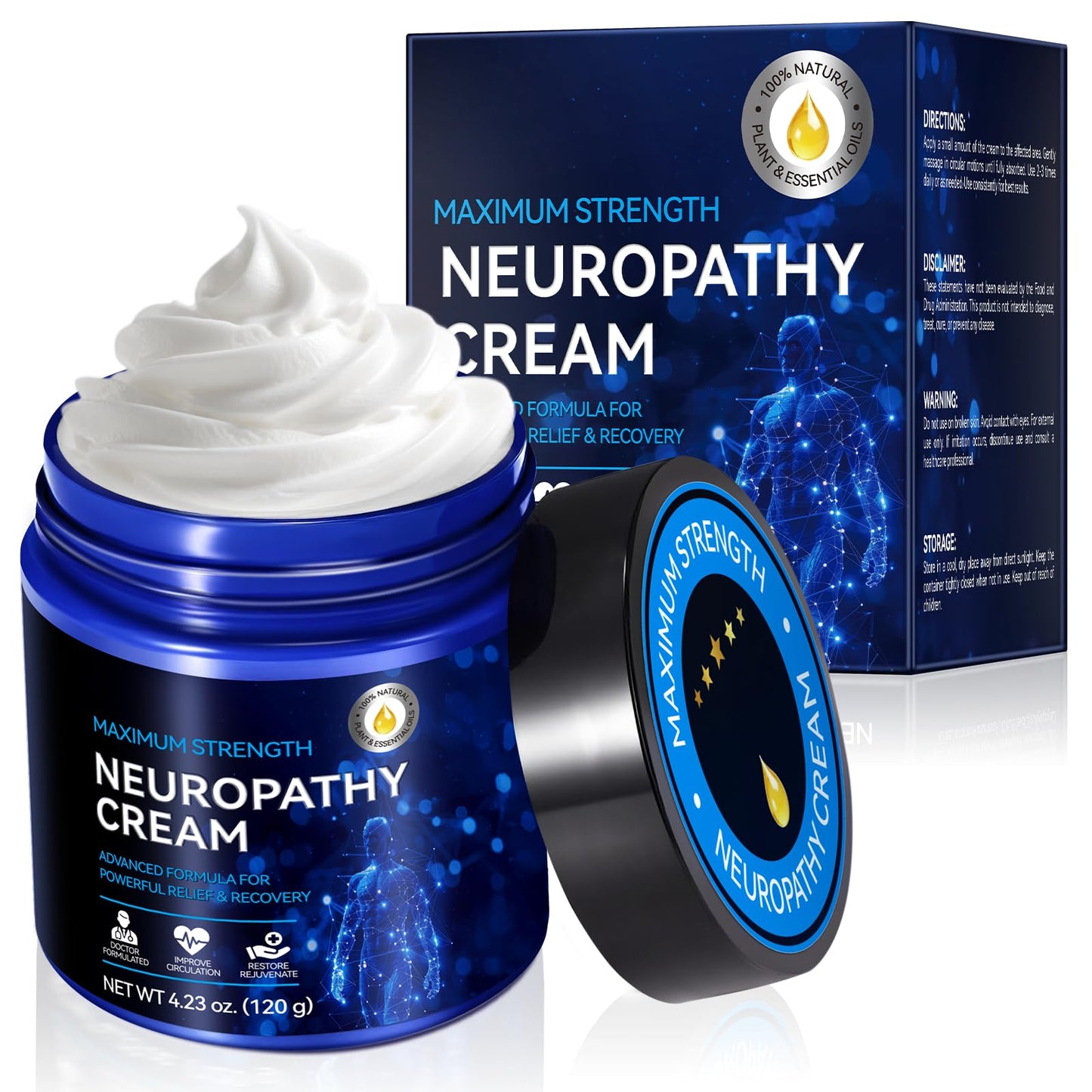 Neuropathy Cream for Feet, Legs & Hands – Lightweight, Plant-Based Formula with Cooling Comfort, 4 oz - Maple Wellness Supplements
