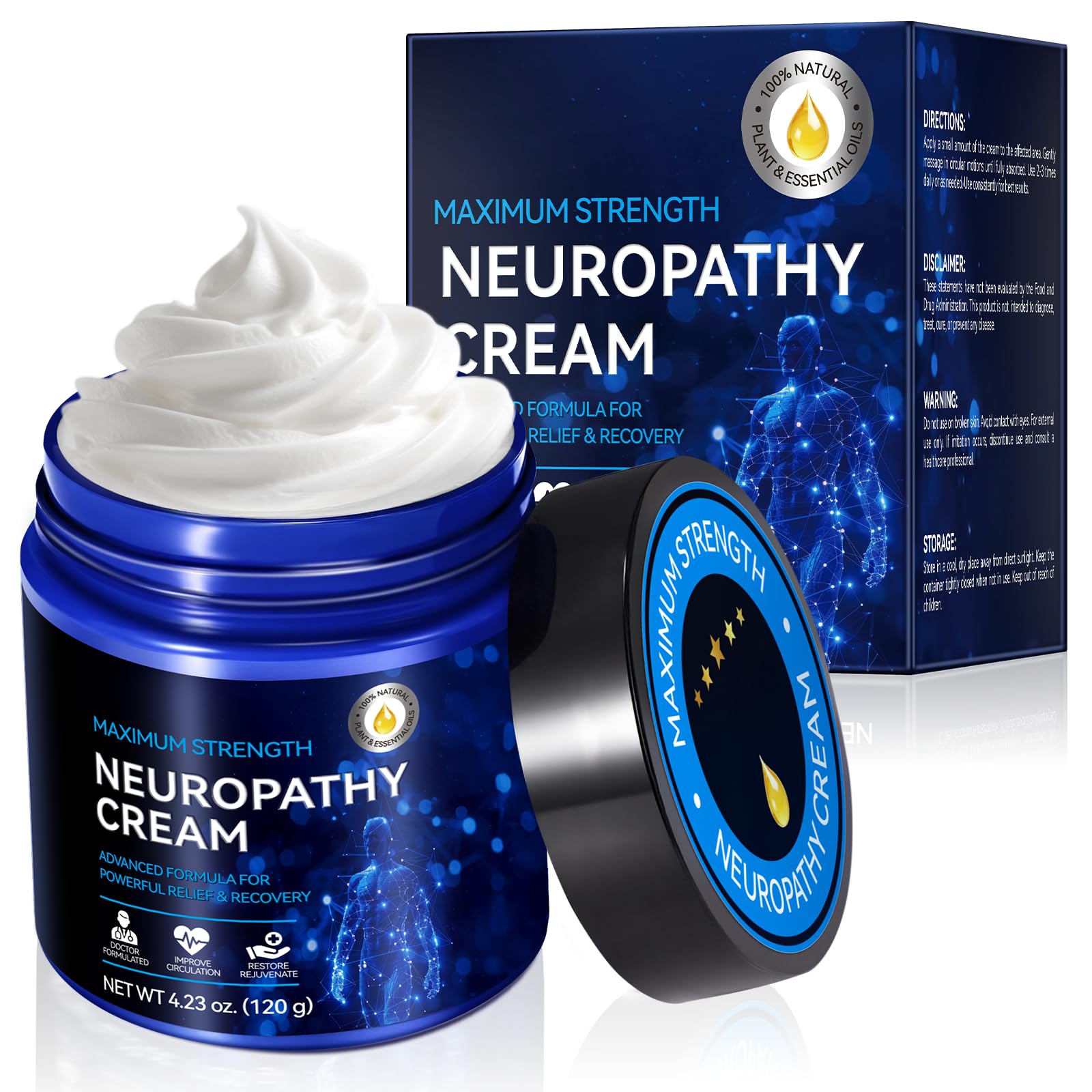 Neuropathy Cream for Feet, Legs & Hands – Lightweight, Plant-Based Formula with Cooling Comfort, 4 oz - Maple Wellness Supplements