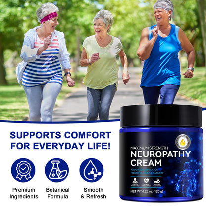 Neuropathy Cream for Feet, Legs & Hands – Lightweight, Plant-Based Formula with Cooling Comfort, 4 oz - Maple Wellness Supplements