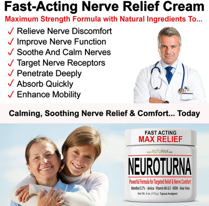 Neuropathy Nerve Cream - Fast Acting for Feet Hands Legs Toes - Ultra Strength Menthol, Arnica, Aloe Vera, MSM, Natural Soothing Nerve Comfort - Extra Large 8 oz - Maple Wellness Supplements