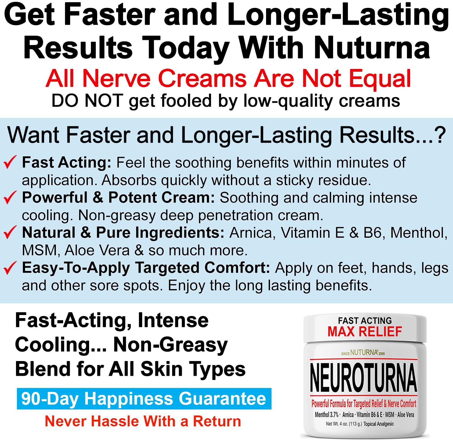 Neuropathy Nerve Cream - Fast Acting for Feet Hands Legs Toes - Ultra Strength Menthol, Arnica, Aloe Vera, MSM, Natural Soothing Nerve Comfort - Extra Large 8 oz - Maple Wellness Supplements