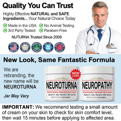 Neuropathy Nerve Cream - Fast Acting for Feet Hands Legs Toes - Ultra Strength Menthol, Arnica, Aloe Vera, MSM, Natural Soothing Nerve Comfort - Extra Large 8 oz - Maple Wellness Supplements