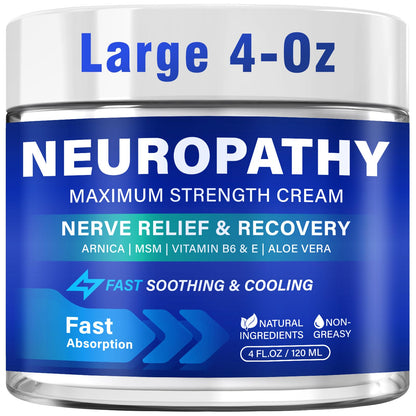 Neuropathy Nerve Relief Cream, Large 4 Oz, Nerve Savior for Neuropathy-Maximum Strength for Feet, Hands, Legs ＆ Toes, Neuropathy Cream with Arnica, Vitamin B6, Aloe Vera ＆ MSM, 120 ml - Maple Wellness Supplements