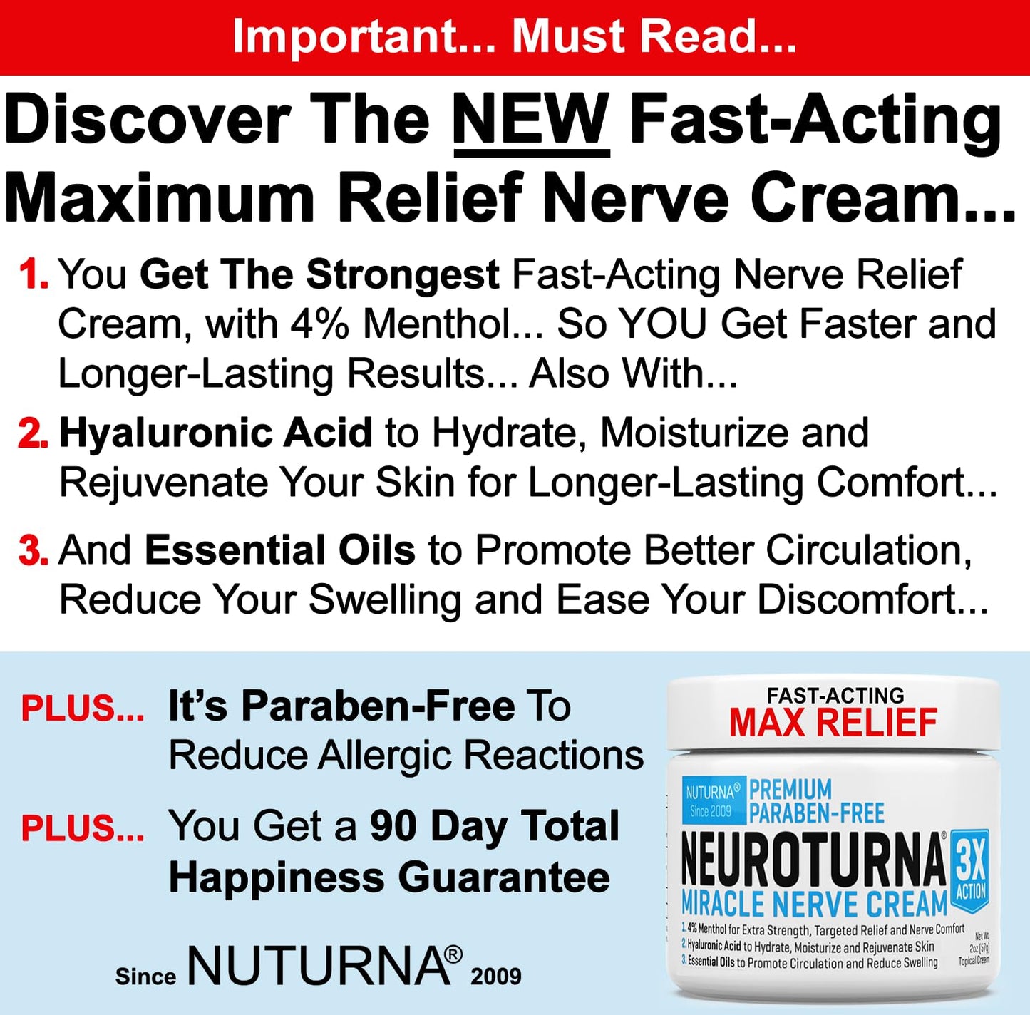 Neuropathy Nerve Relief Cream - Premium Nerve Cream 3X Action for Targeted Relief and Soothing Nerve Comfort - Maximum Strength with 4% Menthol Arnica MSM for Feet Hands Legs Toes & Back - Large 4 Oz - Maple Wellness Supplements