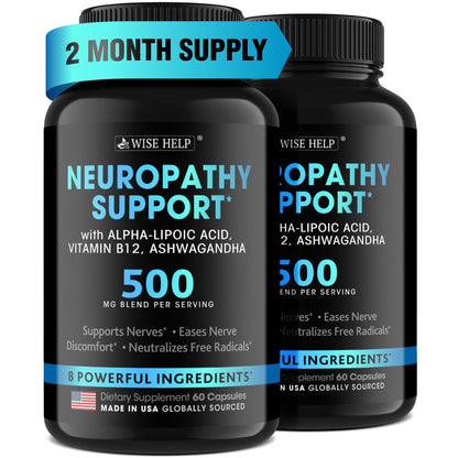 Neuropathy Support Natural Nerve Discomfort Relief - Made in USA - Nerve Antioxidant for Trigeminal Neuralgia, Diabetic & Peripheral Neuropathy - Hands, Neck, Feet & Toes Treatment Formula - Pack of 2 - Maple Wellness Supplements