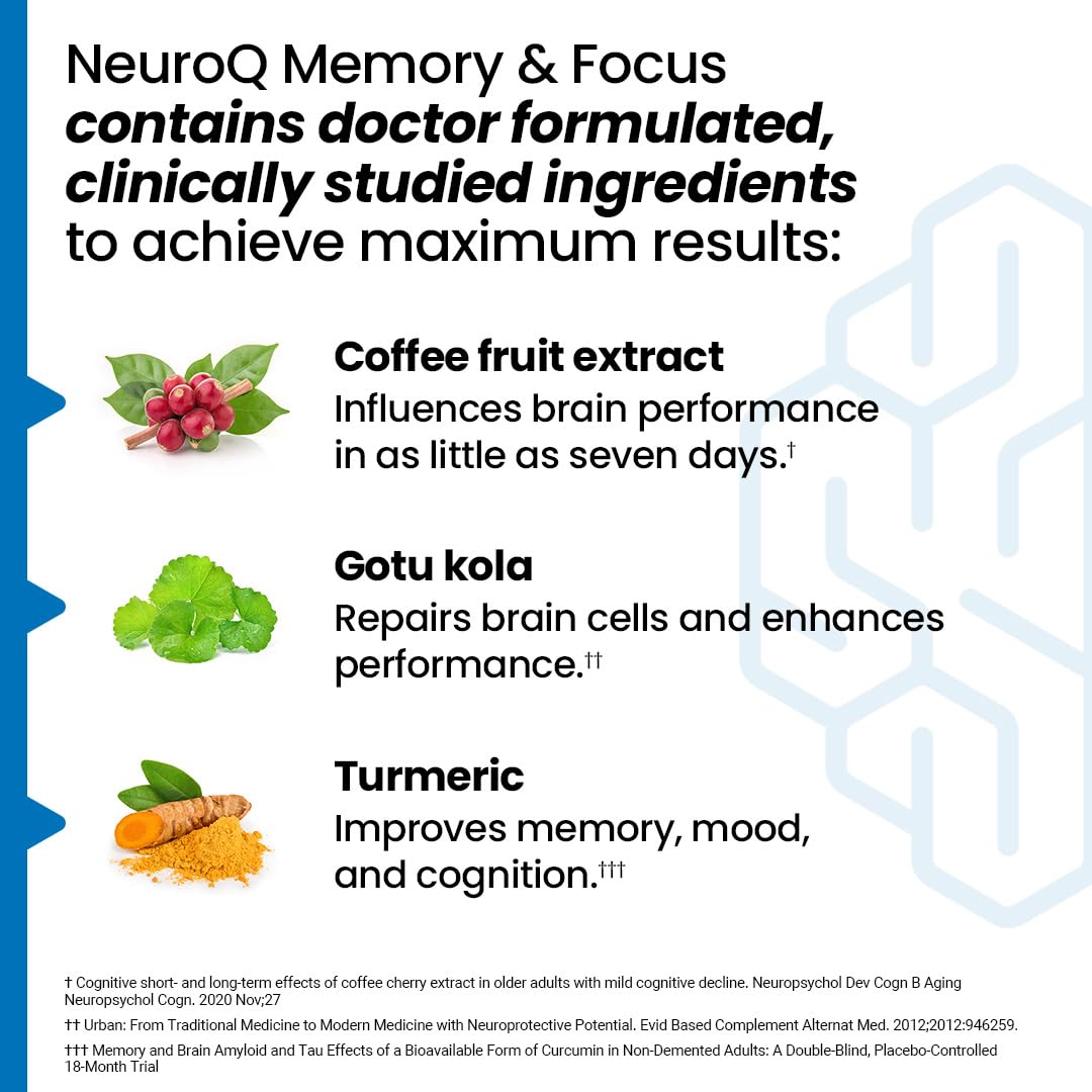 NeuroQ Memory & Focus | Formulated by Neurologist Dr. Dale Bredesen | Addresses All 4 Causes of Cognitive Decline | Ginkgo Biloba, Phosphatidylserine, Gotu Kola, - Maple Wellness Supplements