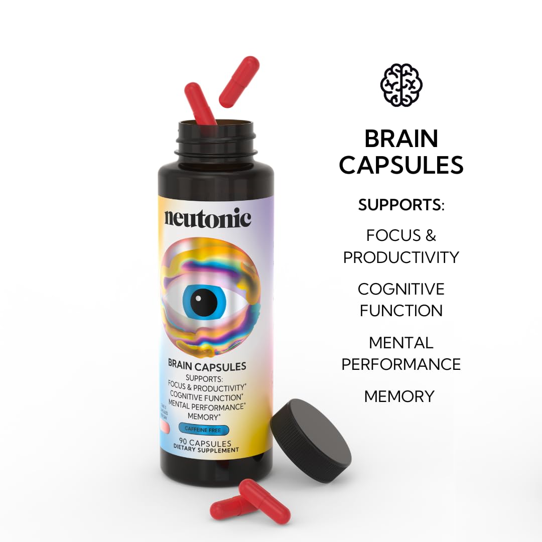 Neutonic Nootropic Brain Supplement | 1 Month Supply 90 Capsules | for Men and Women | Support Memory, Mental Clarity, Cognitive Function | Boost Focus, Energy, Brain Health - Maple Wellness Supplements