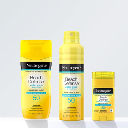 Neutrogena Beach Defense Sunscreen Stick SPF 50, Broad Spectrum Sun Protection for Face & Body, Water-Resistant - Maple Wellness Supplements
