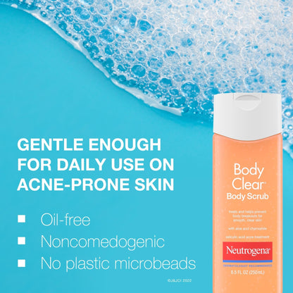 Neutrogena Body Clear Acne Body Wash and Exfoliating Body Scrub, 2% Salicylic Acid Cleanser, Chest, Shoulder & Back Acne Treatment - Maple Wellness Supplements
