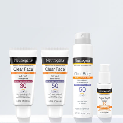 Neutrogena Clear Face Sunscreen for Acne-Prone Skin SPF 30, Broad Spectrum Facial Sunscreen Lotion, Lightweight, Non Comedogenic, Oil-, Fragrance- & Oxybenzone - Maple Wellness Supplements