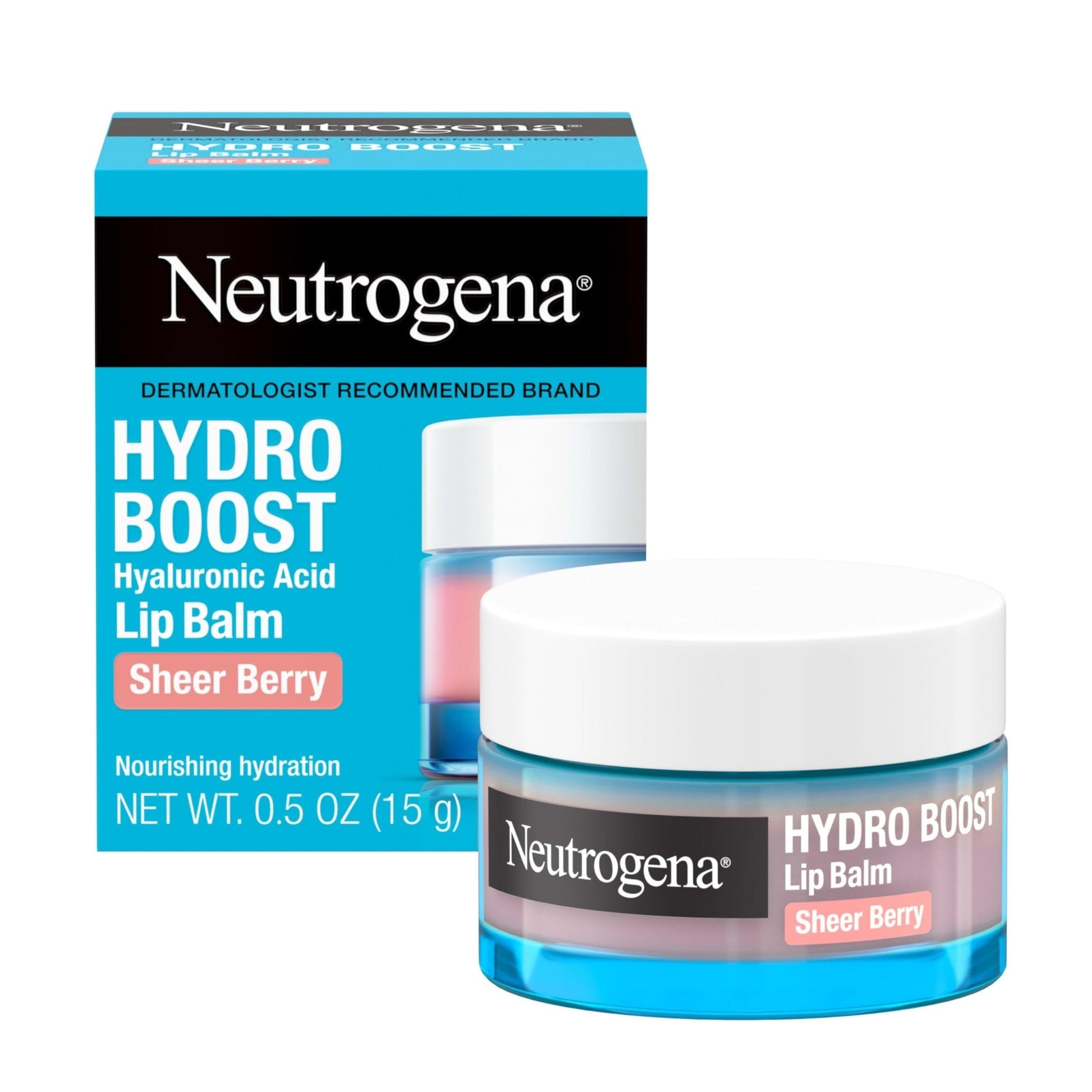 Neutrogena Hydro Boost Hyaluronic Acid Lip Balm, Nourishing Vitamin E Leaves Lips Feeling Hydrated, Sheer Pink Tinted Color with a Sweet Berry Flavor, Sheer Berry, 0.5 oz - Maple Wellness Supplements