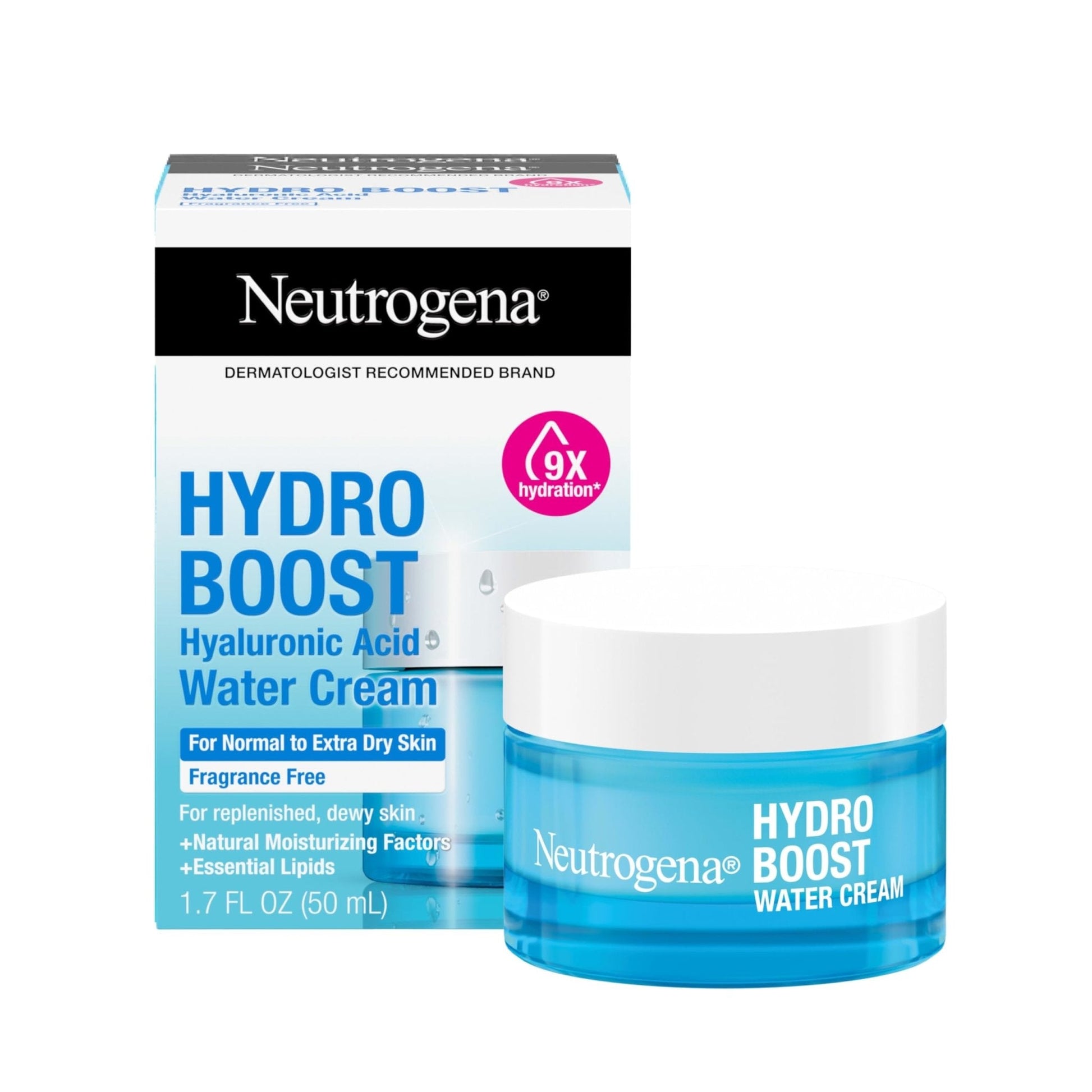 Neutrogena Hydro Boost Water Cream, 72 Hr Hydration for Normal/Extra Dry Skin, Fragrance Free, Face Moisturizer with Hyaluronic Acid, 1.7 oz - Maple Wellness Supplements