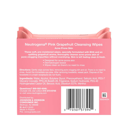Neutrogena Makeup Remover Cleansing Towelettes, Pink Grapefruit, 25 Count, Twin Pack - Maple Wellness Supplements