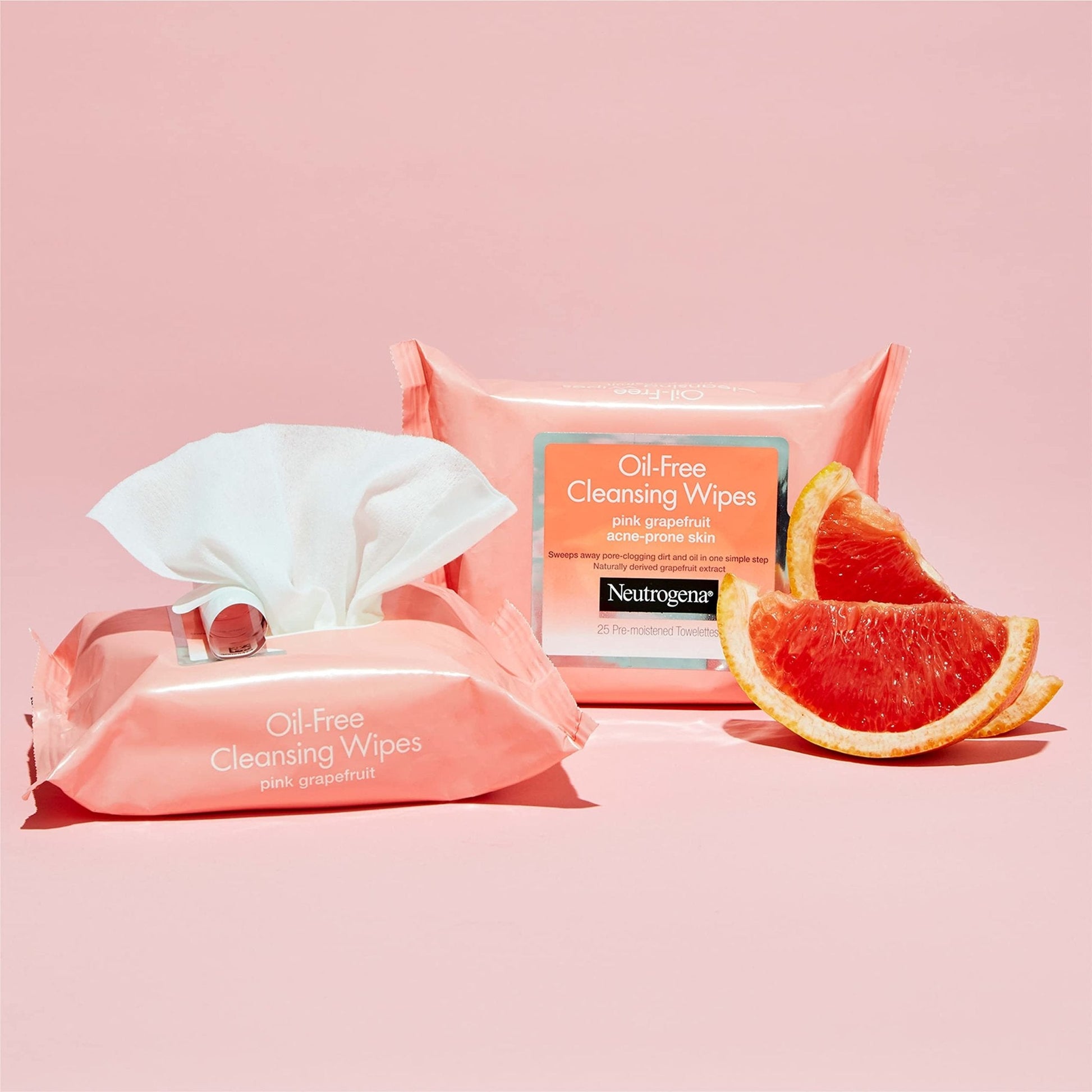 Neutrogena Makeup Remover Cleansing Towelettes, Pink Grapefruit, 25 Count, Twin Pack - Maple Wellness Supplements