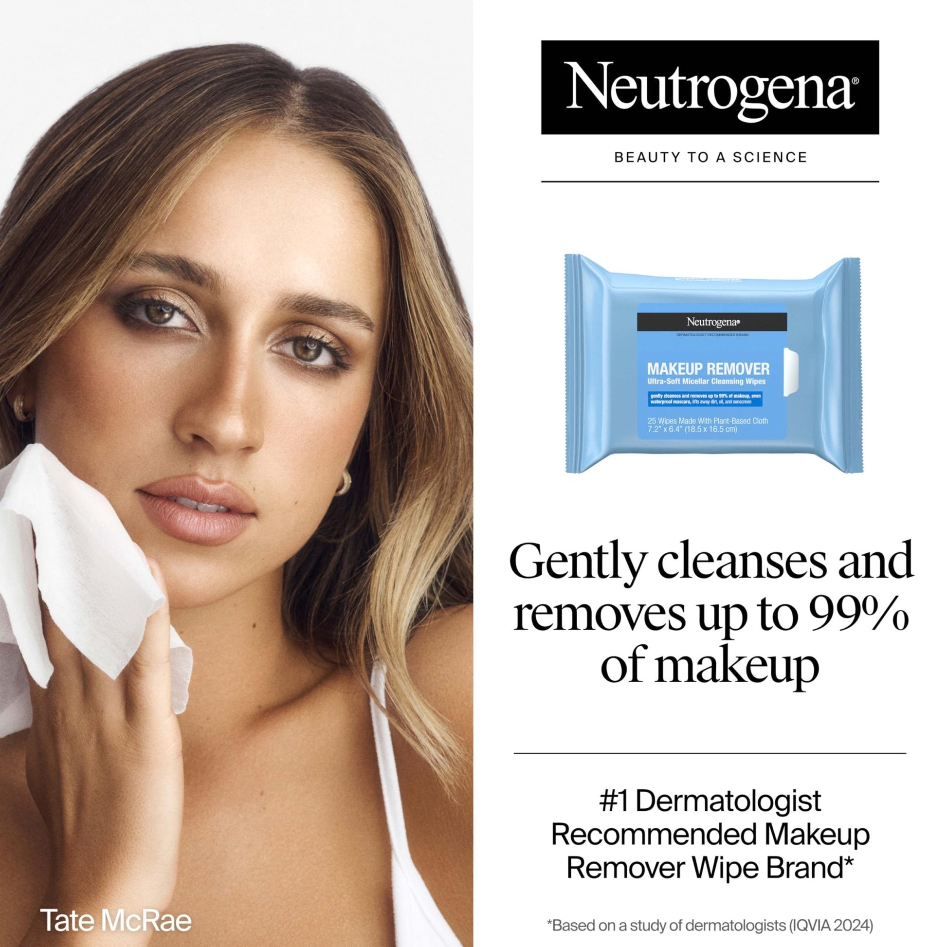 Neutrogena Makeup Remover Wipes Micellar Alcohol-Free Face Towelettes Remove Waterproof Mascara & Oil, Compostable 100% Plant-Based Cloth - Maple Wellness Supplements