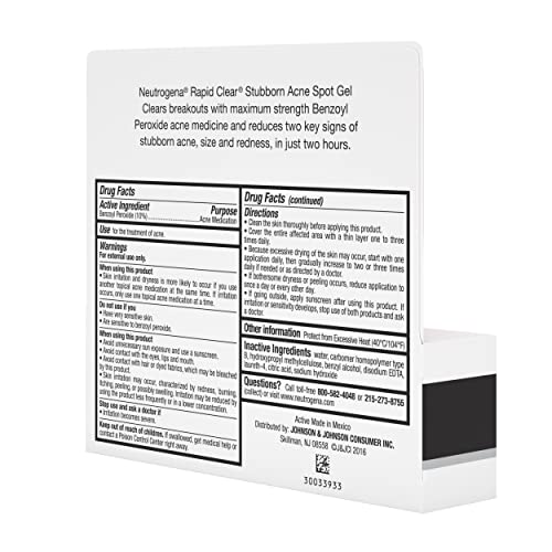 Neutrogena Rapid Clear Stubborn Acne Spot Treatment Gel, Maximum Strength 10% Benzoyl Per-oxide - Maple Wellness Supplements