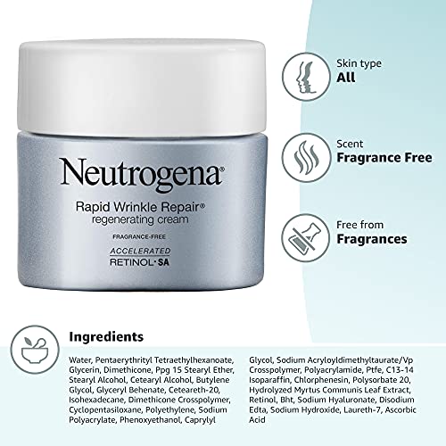 Neutrogena Rapid Wrinkle Repair, Retinol Face Moisturizer, Daily Anti-Aging Neck & Face Cream with Hyaluronic Acid, Retinol Cream - Maple Wellness Supplements