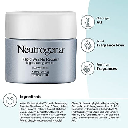 Neutrogena Rapid Wrinkle Repair, Retinol Face Moisturizer, Daily Anti-Aging Neck & Face Cream with Hyaluronic Acid, Retinol Cream - Maple Wellness Supplements