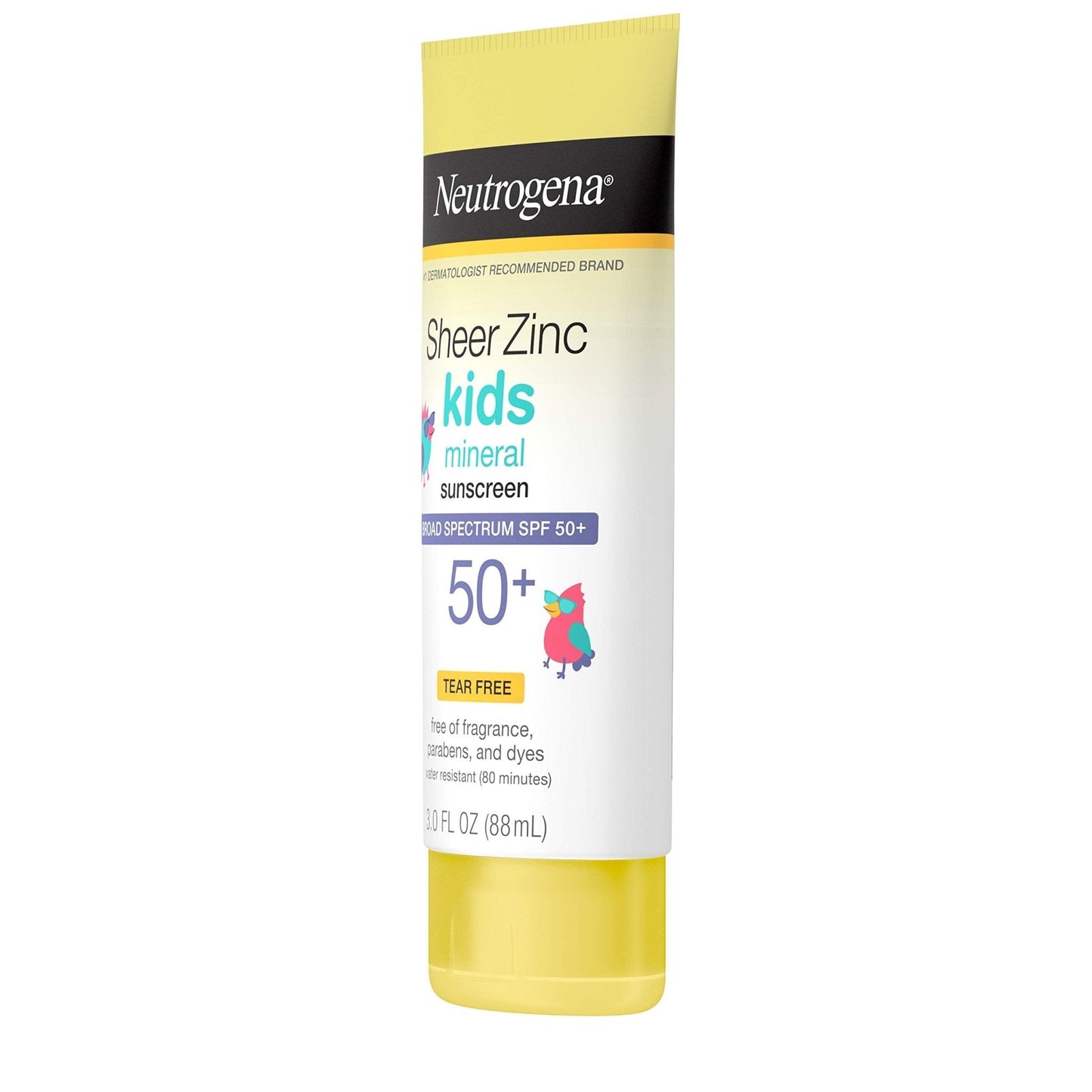 Neutrogena Sheer Zinc Oxide Kids Mineral Sunscreen Lotion, Broad Spectrum SPF 50+ with UVA/UVB Protection, Water-Resistant for 80 Minutes, Paraben-, Dye-, Fragrance- & Tear Free, 3 fl. oz - Maple Wellness Supplements