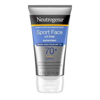 Neutrogena Sport Face Sunscreen SPF 70+, Oil-Free, 2.5 fl oz, Sweat & Water-Resistant - Maple Wellness Supplements